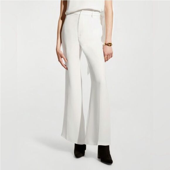 Careste Piper High Rise 100% Silk Flare WhiteSand Luxury Wardrobe Trousers 4